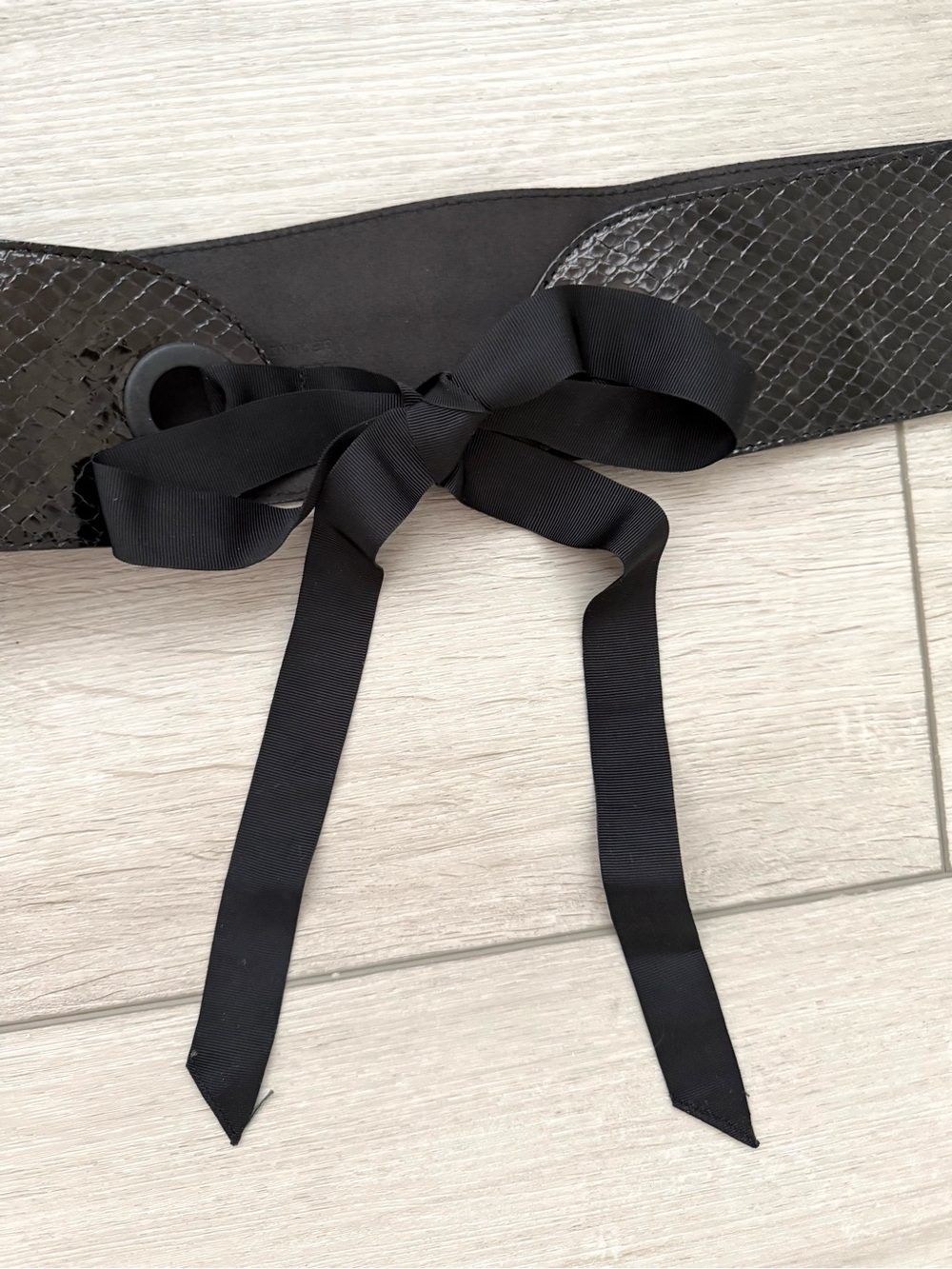 Brand New Club Monaco Black Women's Waist Tie Belt with Textured Panels